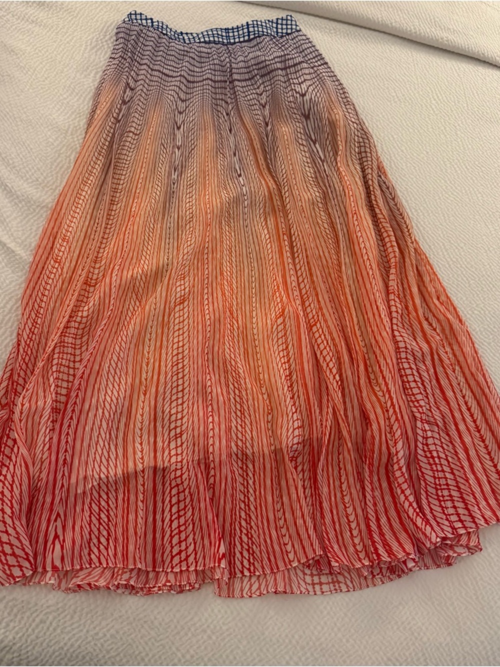 Anthropologie Pleated Ombre Maxi Skirt in Pink, Peach & Blue Geisha Designs - Picture 3 of 6